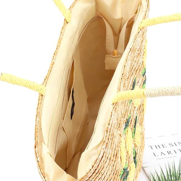 LEMON FAUX STRAW TOTE BAG