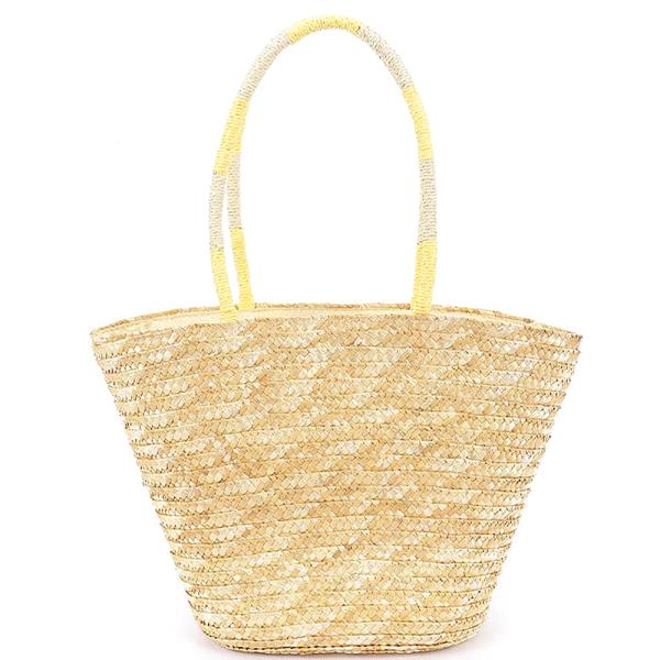LEMON FAUX STRAW TOTE BAG