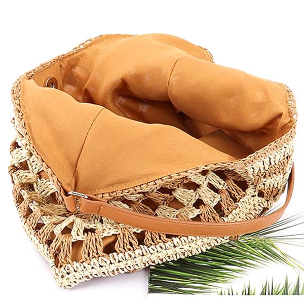 WOVEN DESIGN FAUX STRAW HOBO BAG