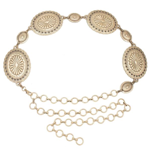 PLUS LACE FLORET EDGE OVAL CONCHO CHAIN WESTERN BELT