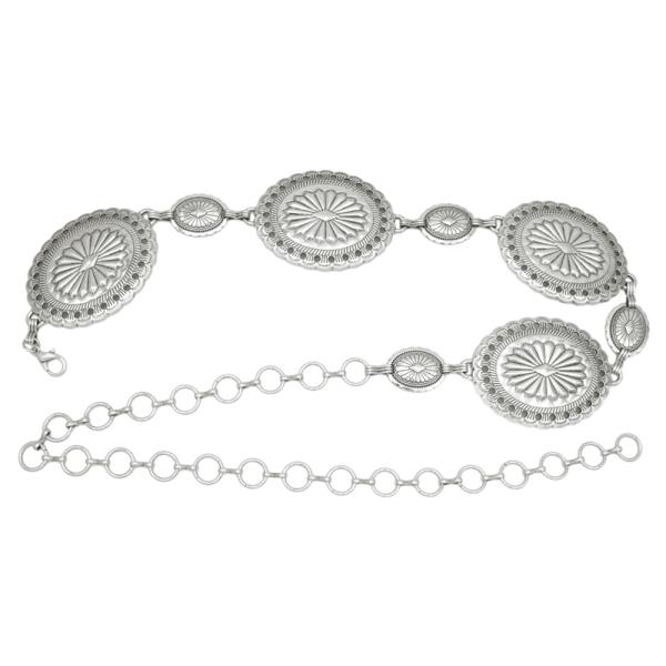 PLUS LACE FLORET EDGE OVAL CONCHO CHAIN WESTERN BELT