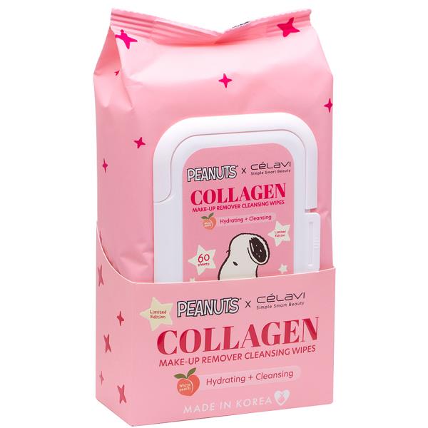CELAVI X PEANUTS COLLAGEN MAKEUP REMOVER CLEANSING WIPES