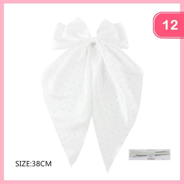 LONG TAIL RHINESTONE HAIR BOW (12 UNITS)