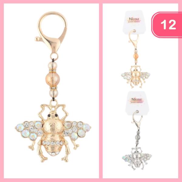 RHINESTONE BEE KEYCHAIN (12 UNITS)
