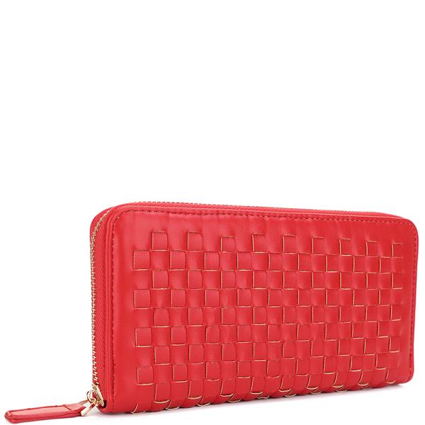 QUILTED TEXTURED ZIPPER WALLET