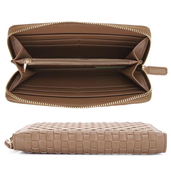 QUILTED TEXTURED ZIPPER WALLET