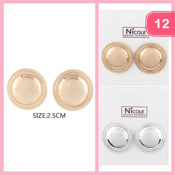ROUND POST METAL EARRING (12 UNITS)