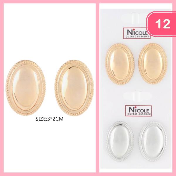 OVAL POST METAL EARRINGS (12 UNITS)