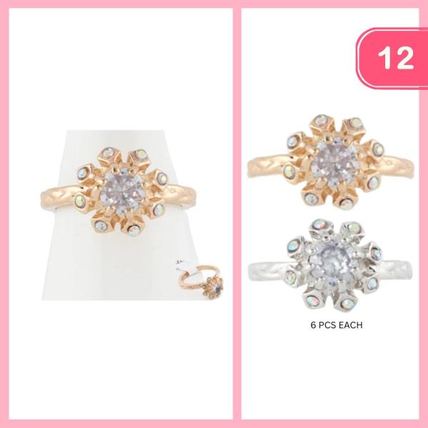 RHINESTONE FLOWER RING (12 UNITS)
