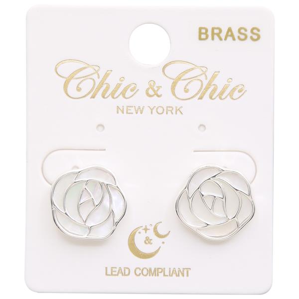 METAL ROSE STUD EARRING