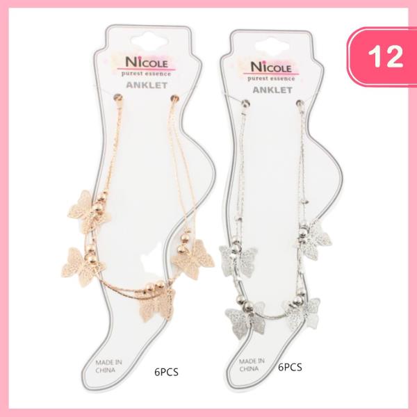 BUTTERFLY LAYERED ANKLET (12 UNITS)