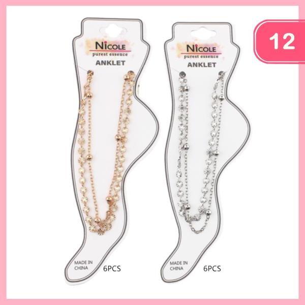 STYLISH METAL DOUBLE LAYER ANKLET (12 UNITS)