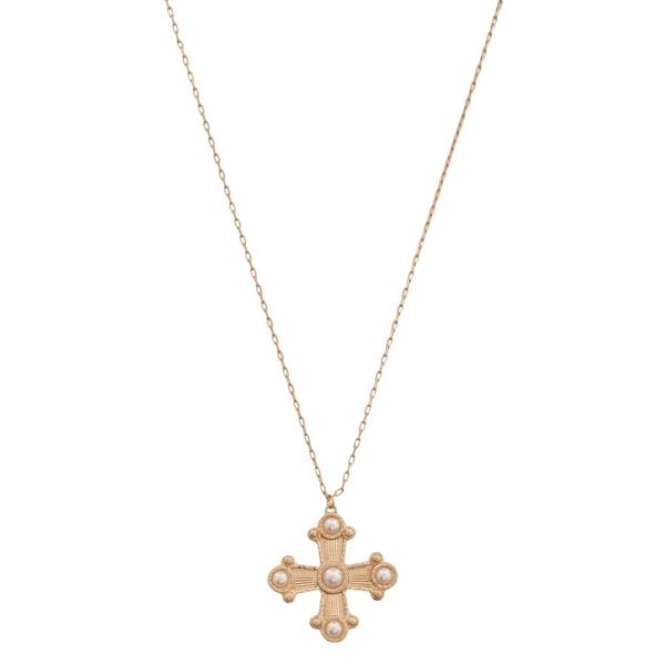 STONE CROSS PENDANT NECKLACE