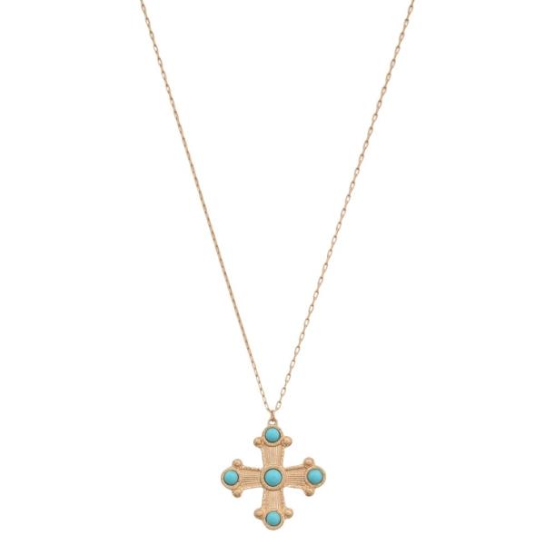 STONE CROSS PENDANT NECKLACE