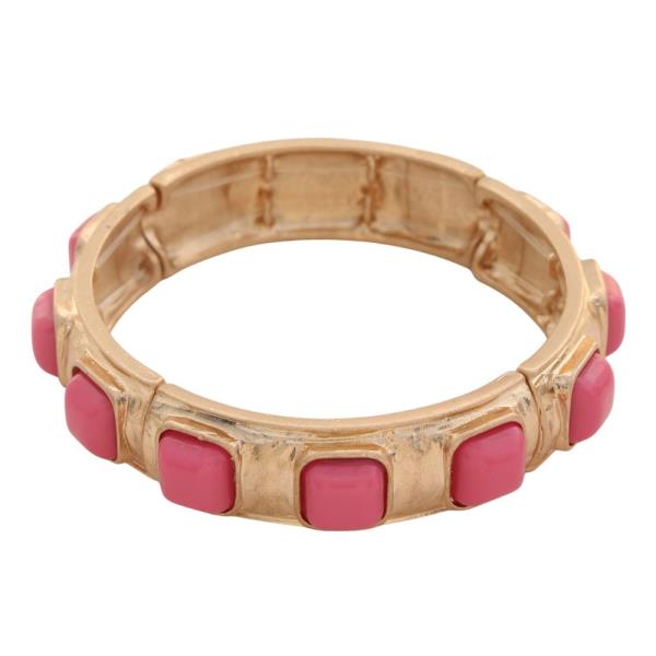 COLOR STONE METAL STRETCH BRACELET