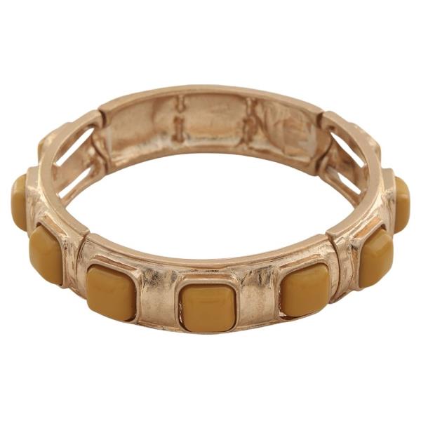 COLOR STONE METAL STRETCH BRACELET