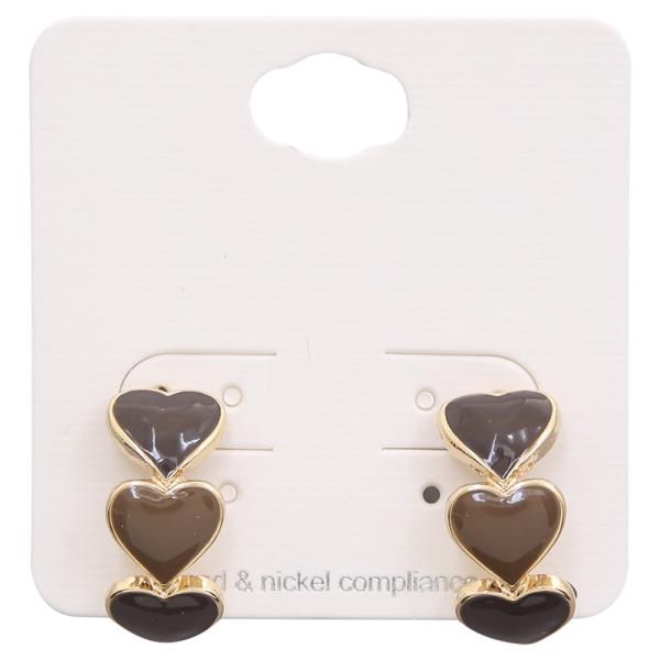 BROWN HEART HOOP EARRING