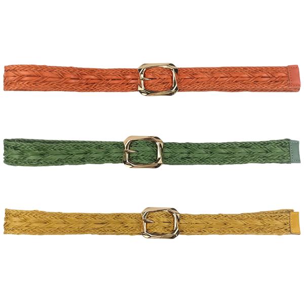 3IN1 COLOR WOVEN METAL BUCKLE BELT