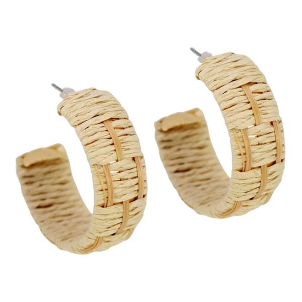 WOVEN RAFFIA HOOP LIGHTWEIGHT EARRING