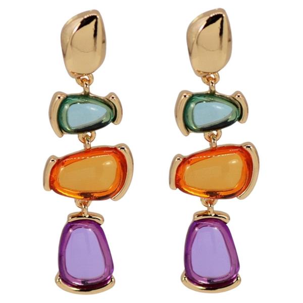 MULTI-STEP RESIN DROP WITH ABSTRACT SHAPE EARRING