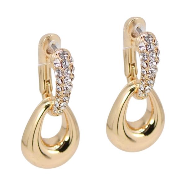 TEARDROP SHAPE WITH PAVE CRYSTAL DETAIL EARRING
