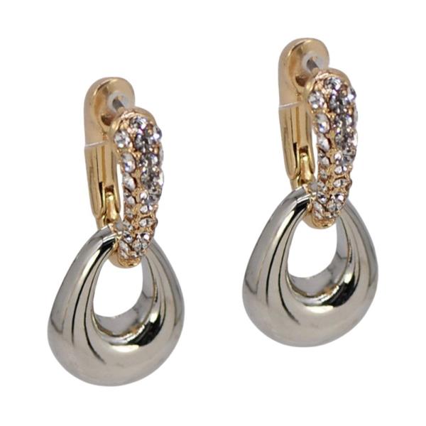 TEARDROP SHAPE WITH PAVE CRYSTAL DETAIL EARRING