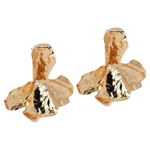 CRUSHED METAL FLORAL SHAPE STATEMENT EARRING