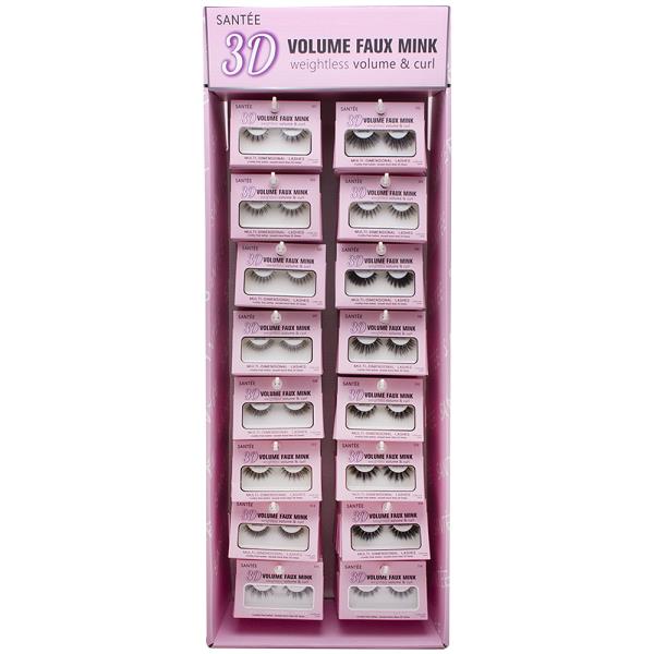 SANTEE 3D FAUX MINK WEIGHTLESS VOLUME AND CURL LASHES W DISPLAY SET