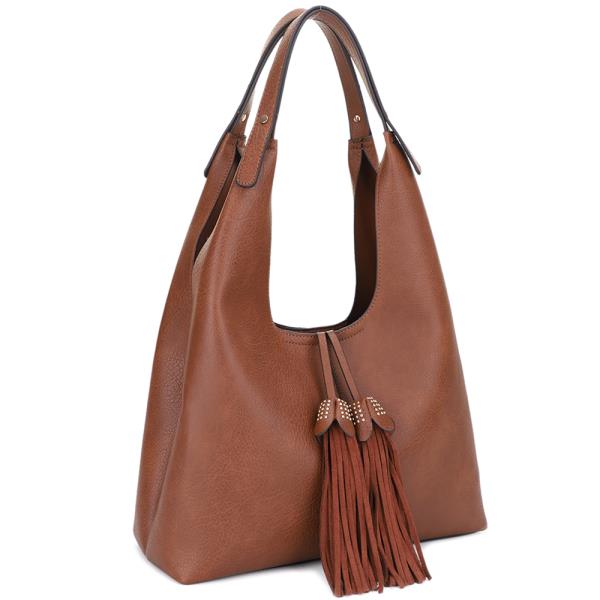SMOOTH TASSEL SHOULDER HOBO BAG