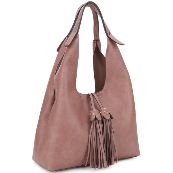 SMOOTH TASSEL SHOULDER HOBO BAG