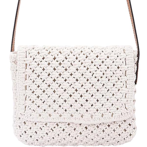 BRAIDED COTTON FLAP CROSSBODY BAG