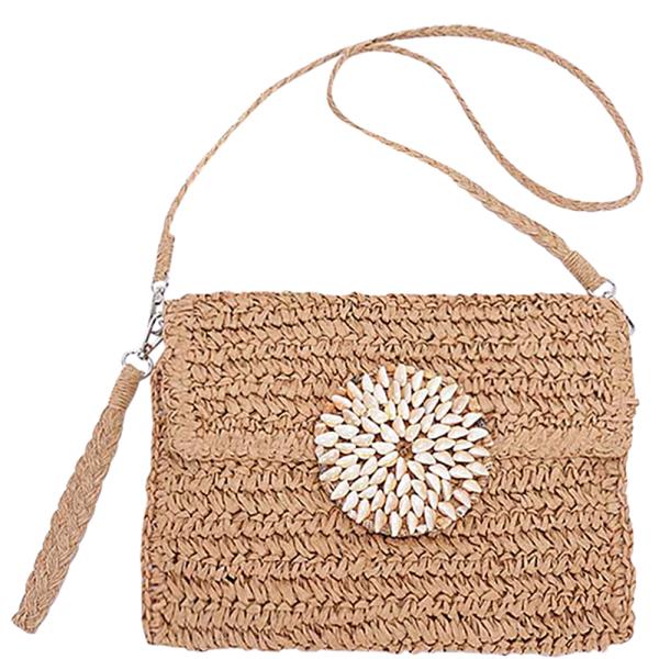 STRAW MULTI SHELL FRONT FLAP CLUTCH