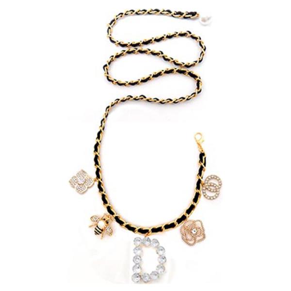 CHAIN BELT WITH CHARM CHUNKY STONE "D"