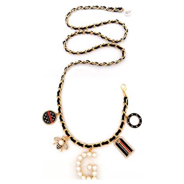 CHAIN BELT WITH CHARM CHUNKY STONE "G"
