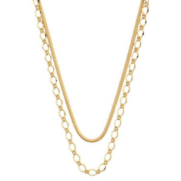 2 LAYERED METAL CHAIN NECKLACE