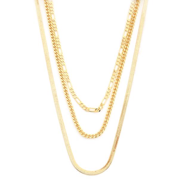 3 LAYERED METAL CHAIN NECKLACE