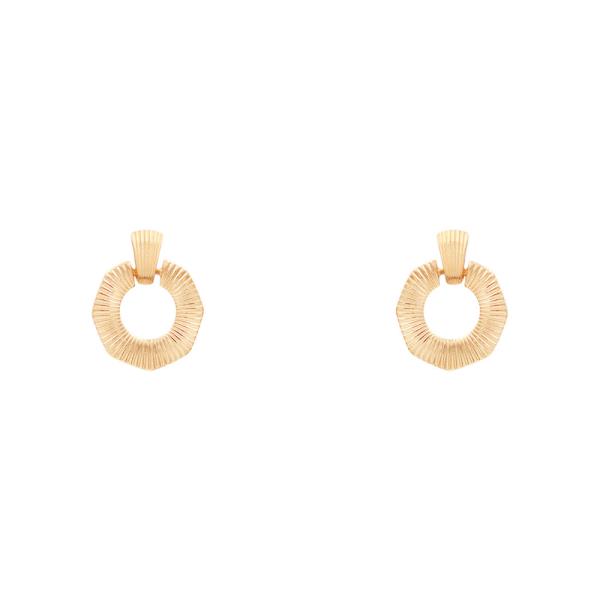 METAL TEXTURED OCTAGON POST EARRING