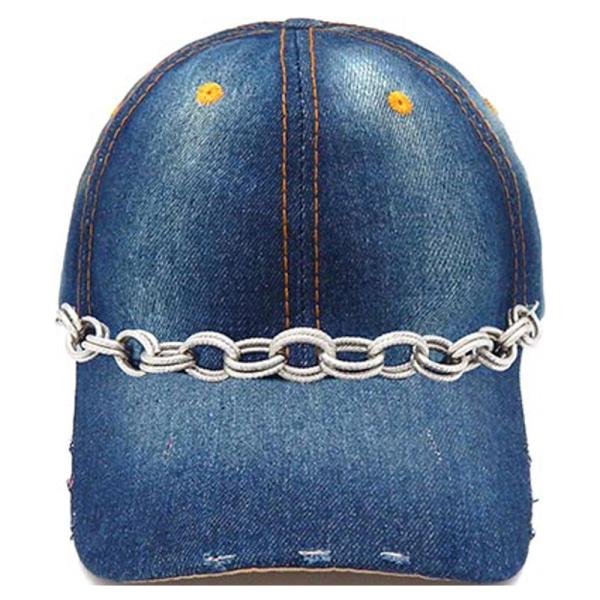DENIM CAP WITH THICK LINK CHAIN
