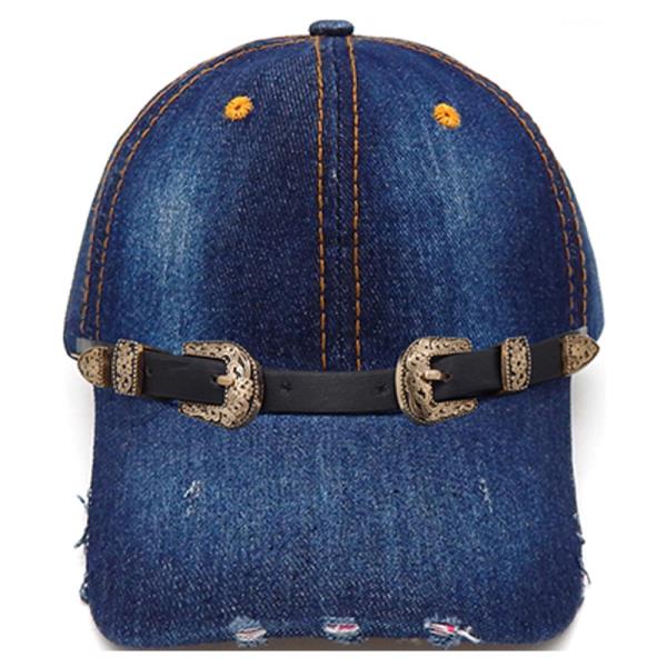 DENIM CAP WITH BELT BUCKLE