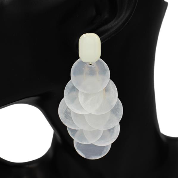 LAYERED TRANSLUCENT DISC WITH IVORY TOP BASE EARRING