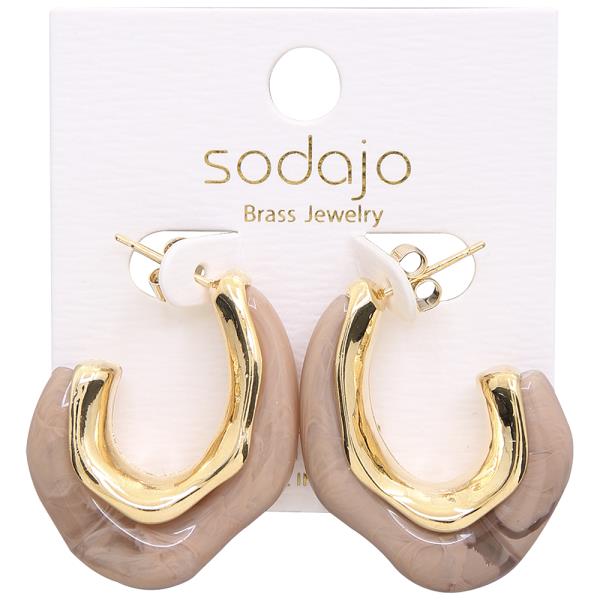 SODAJO GOLD DIPPED ACETATE ORGANICE OPEN HOOP EARRING