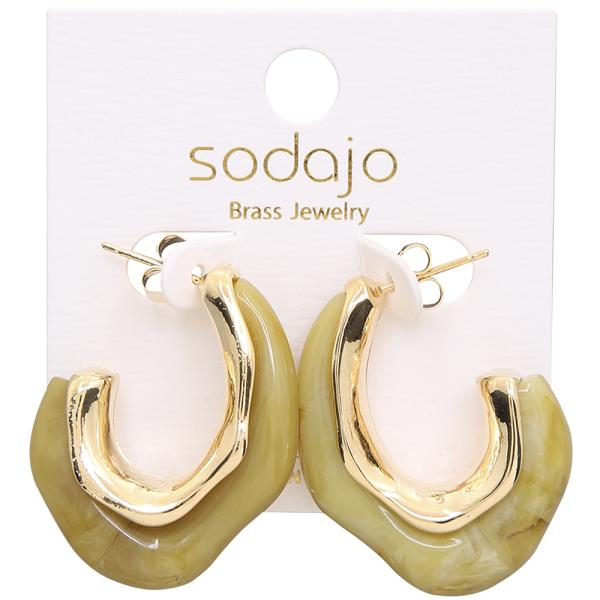 SODAJO GOLD DIPPED ACETATE ORGANICE OPEN HOOP EARRING