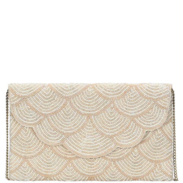 MODERN DESIGN BEADED FLAP CLUTCH CROSSBODY BAG