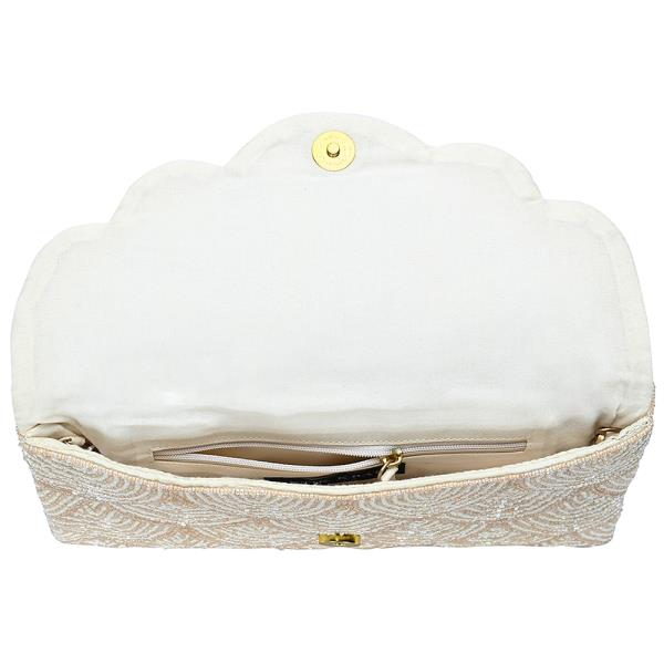 MODERN DESIGN BEADED FLAP CLUTCH CROSSBODY BAG