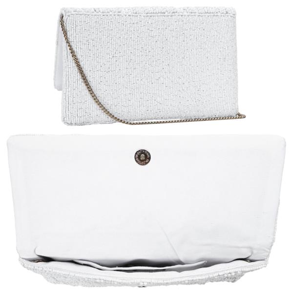 STYLISH DESIGN BEADED FLAP CLUTCH CROSSBODY BAG