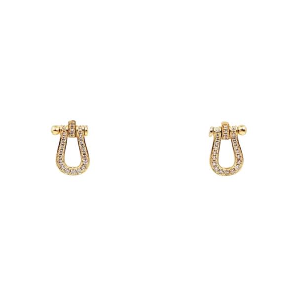 RHINESTONE EMBELLISHED PADLOCK-SHAPED STUD EARRING
