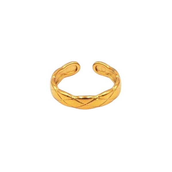 TEXTURED METAL QUILTED PATTERN OPEN BAND RING