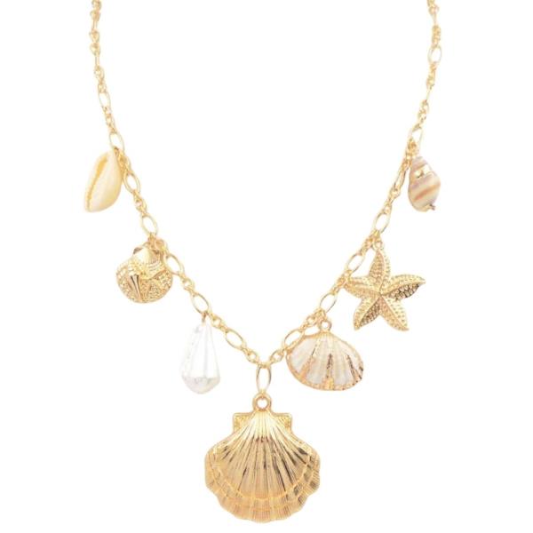 SEA LIFE MULTI SHELL CHARM PENDANT NECKLACE