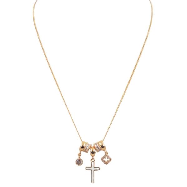 RONDELL CROSS CHARM PENDANT NECKLACE