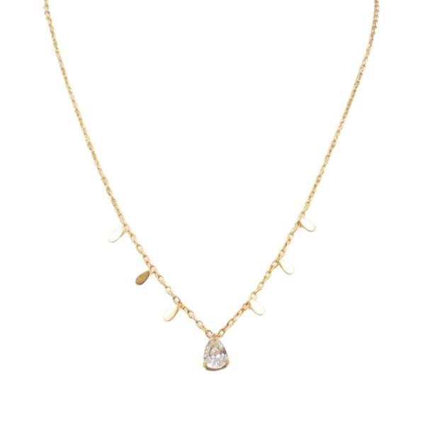 GLASS AND METAL TEARDROP CHARM NECKLACE